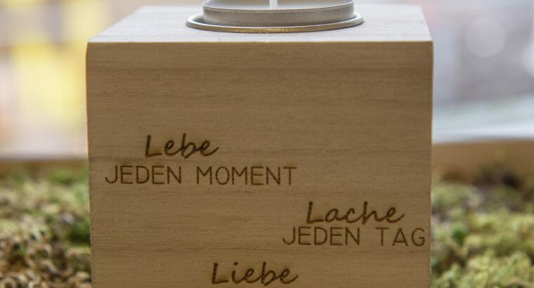 Teelichthalter Lebe Liebe Lache